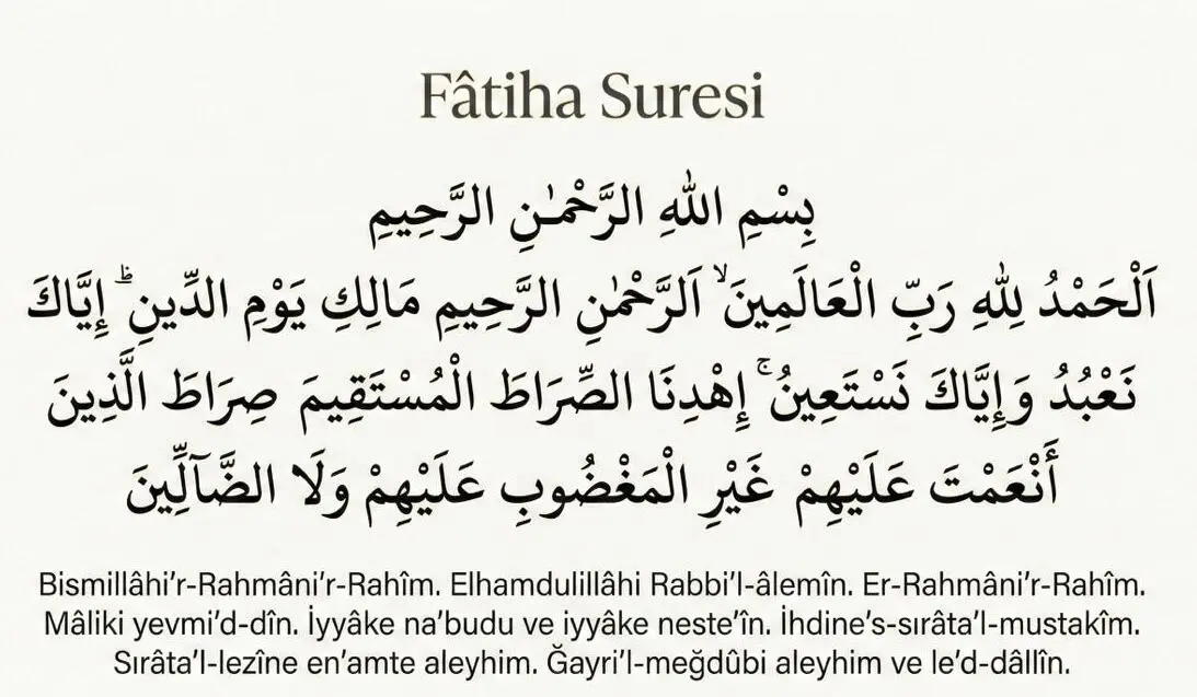 Fâtiha Suresi Arapça