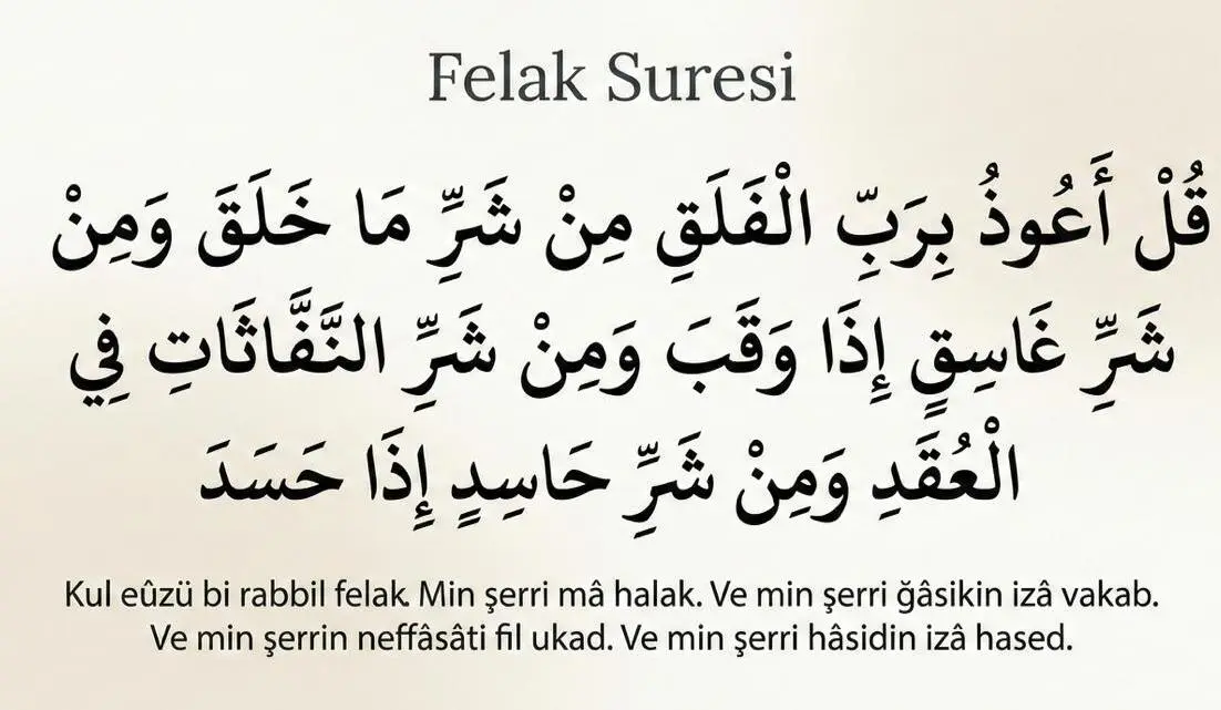 Felak Suresi Arapça